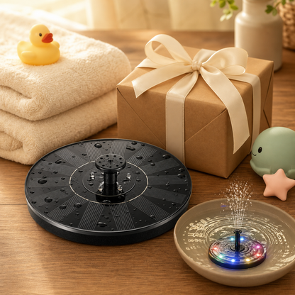 SolarGlow LED bath fountain toy styled as a gift-ready kids water toy
