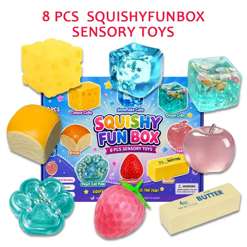 8-Piece Sensory Squishy Toy Gift Box