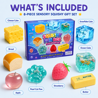 8-Piece Sensory Squishy Toy Gift Box