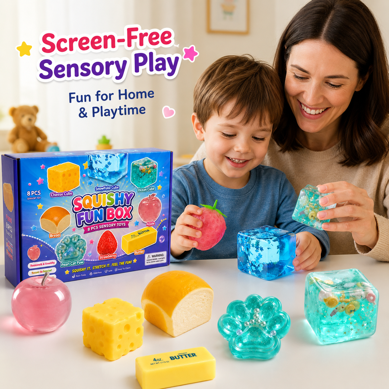 8-Piece Sensory Squishy Toy Gift Box
