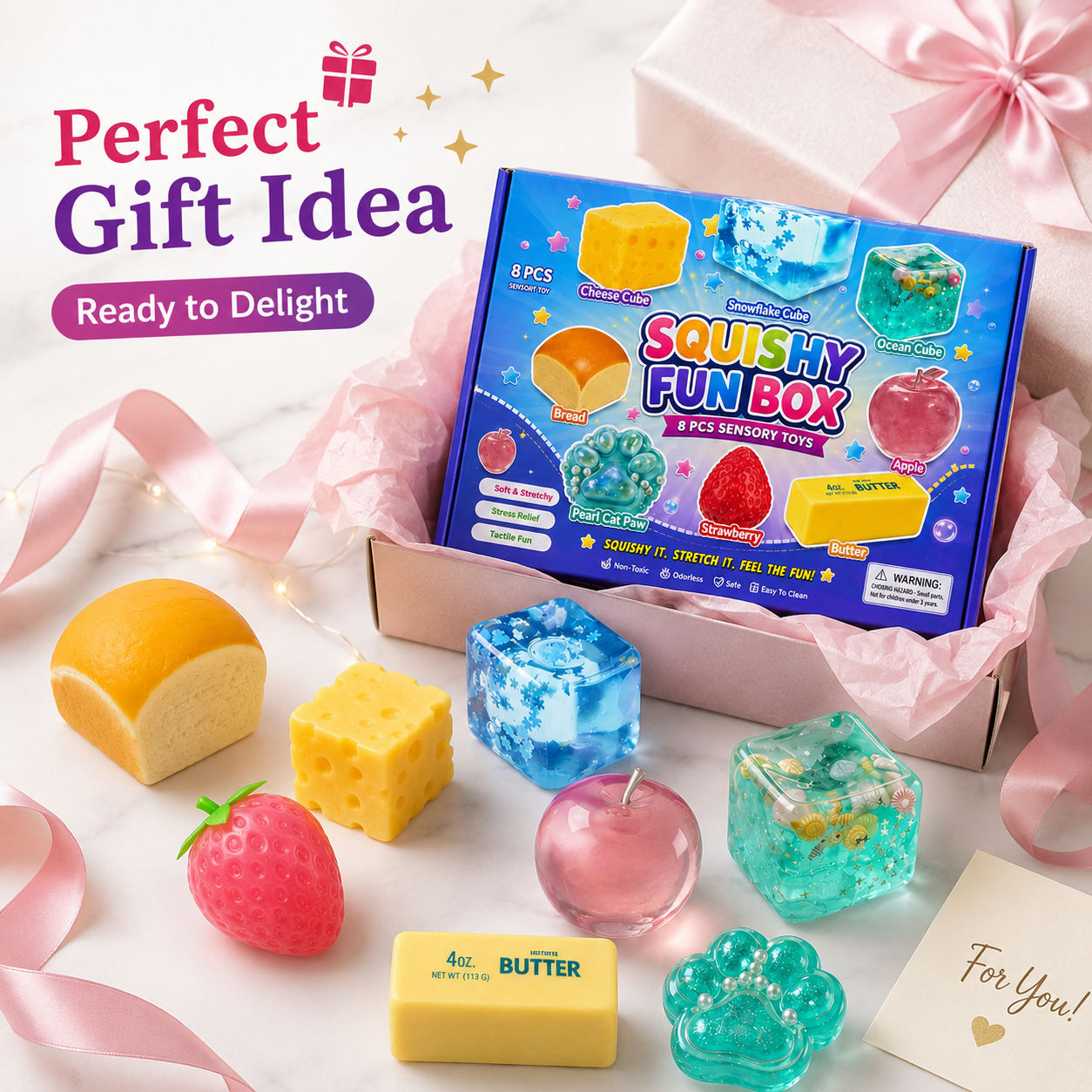 8-Piece Sensory Squishy Toy Gift Box
