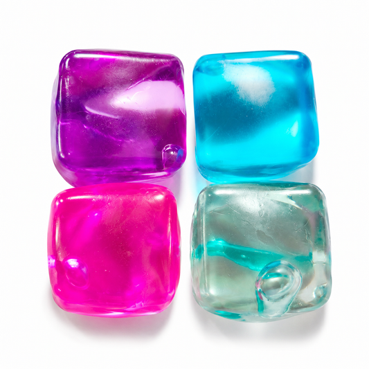 4-Piece Desk Squishy Stress Relief Toy Set - Pink, Purple, Blue & Green