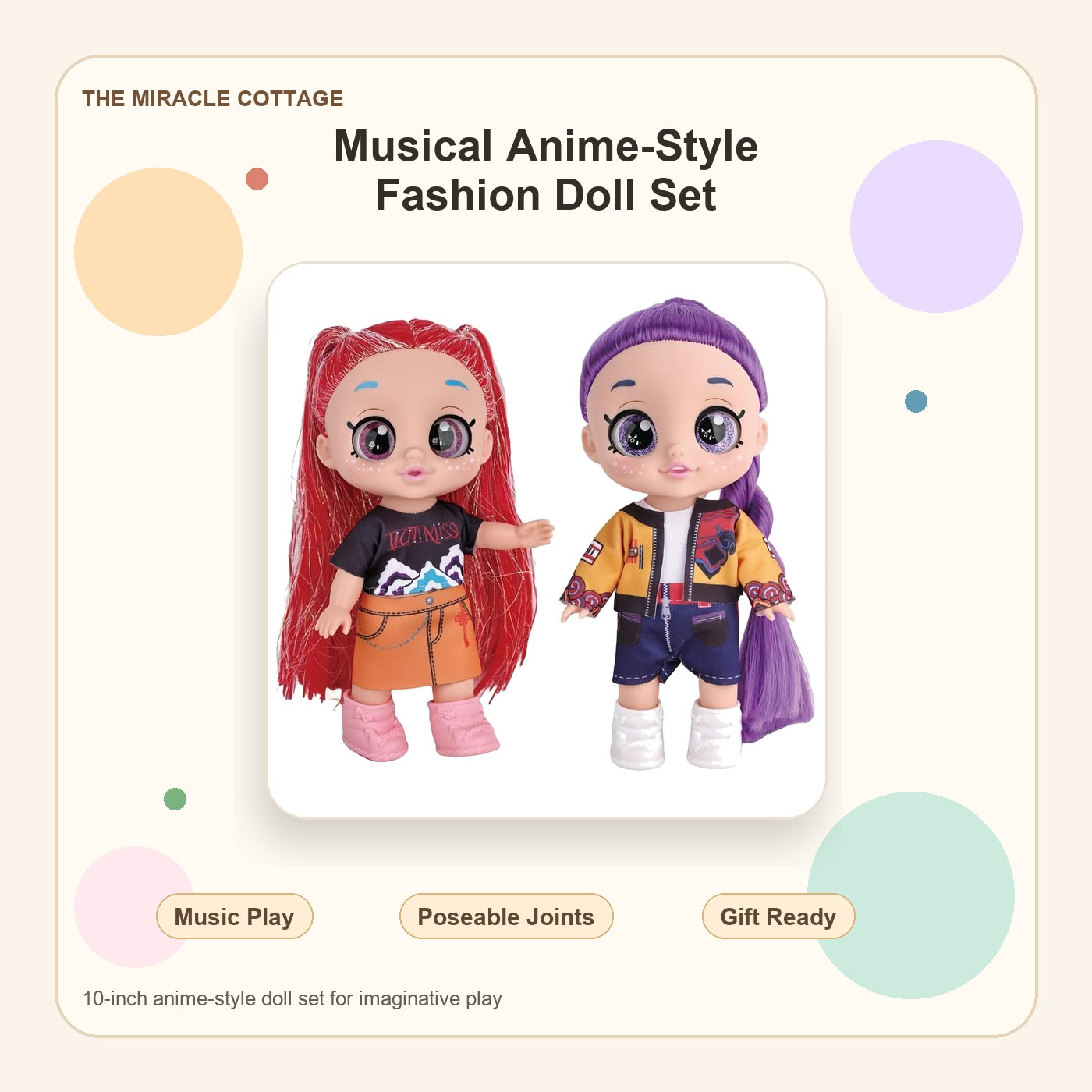 Musical Anime-Style Fashion Doll Set - gift-ready main image