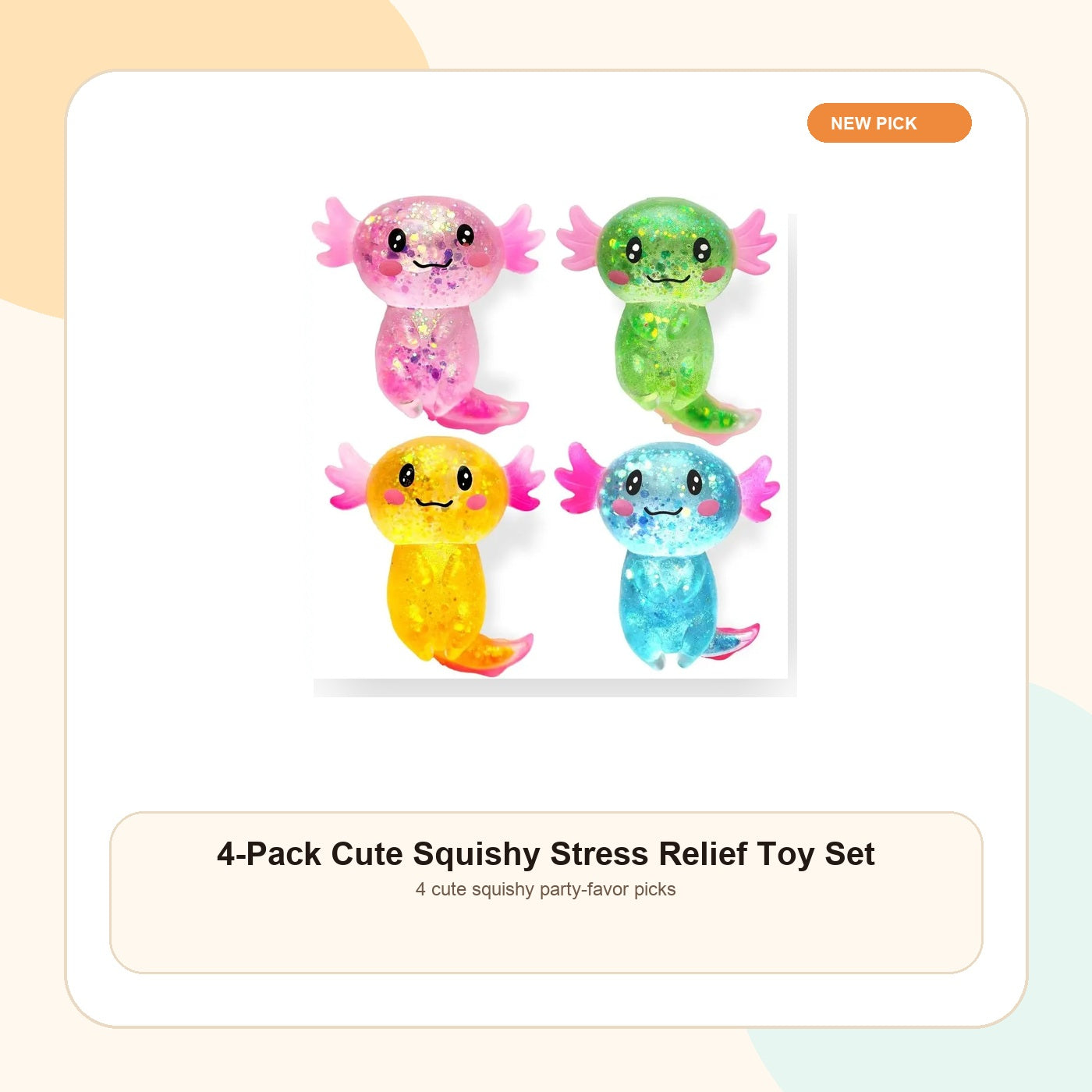 4-Pack Cute Squishy Stress Relief Toy Set - The Miracle Cottage branded toy main image