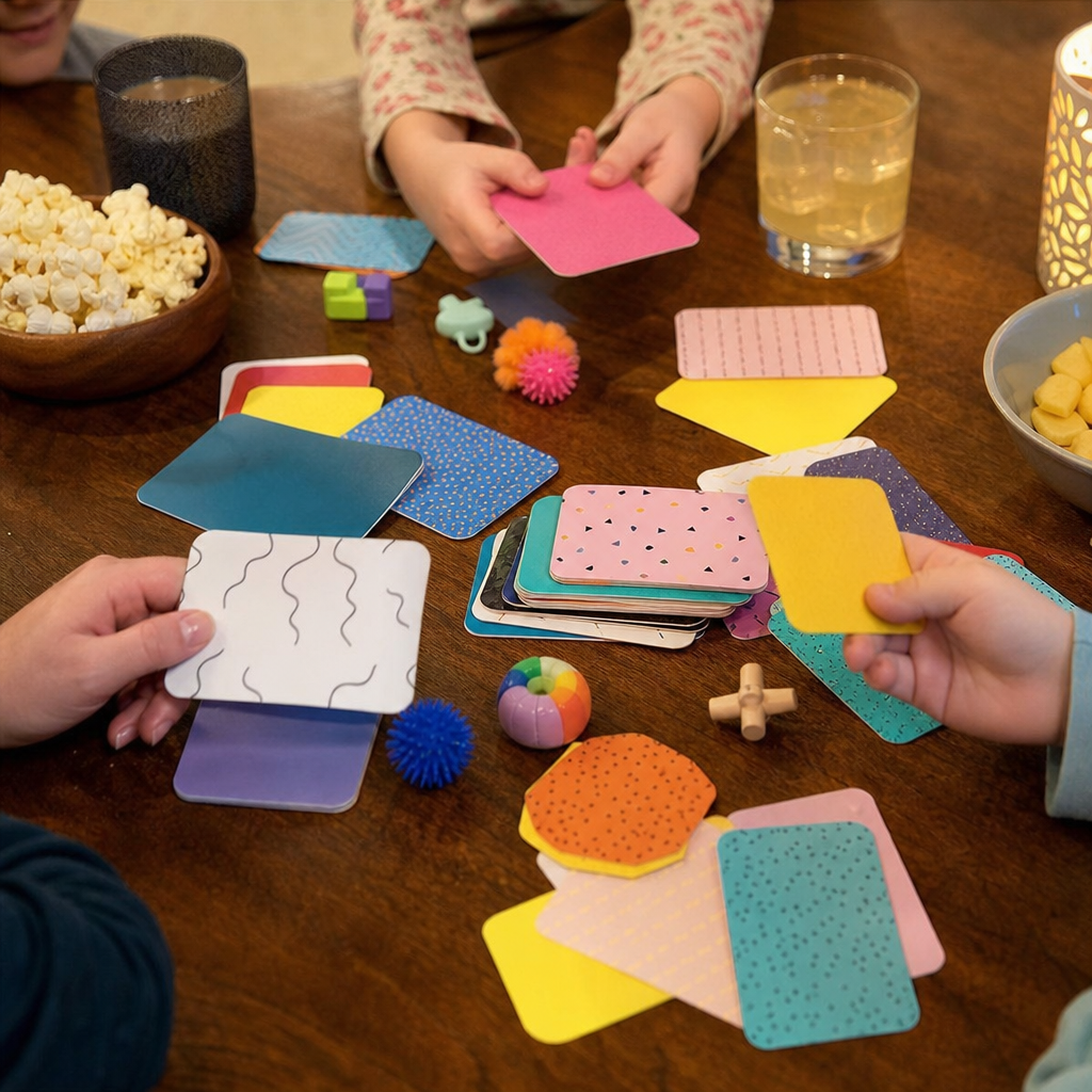 Family table game play scene example